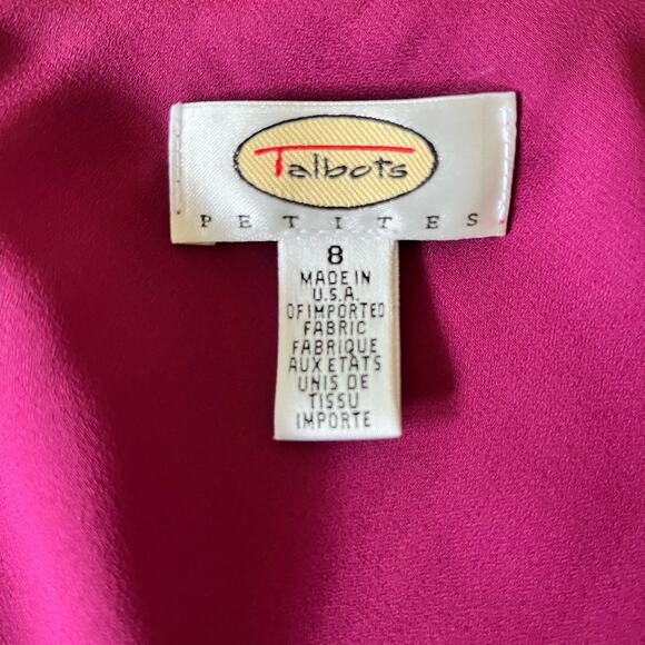 Talbots Petites Crepe Wrap Dress 8 Ruched Cocktail Wedding Guest Luxe Preppy - Picture 4 of 4